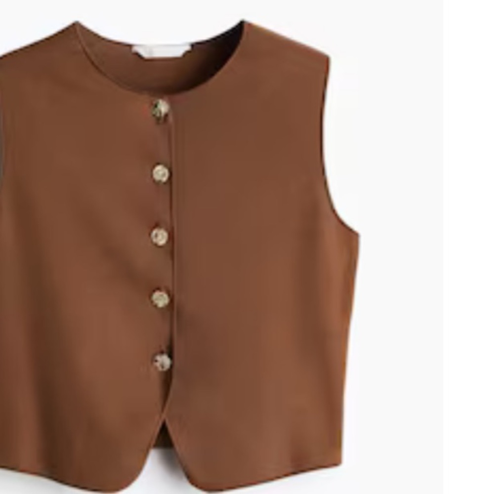 H&M Brown Button-Up Jersey Vest